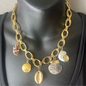 Chunky Seashell 22CT Gold Plated Chunky Chain Necklace Beachy 17”
